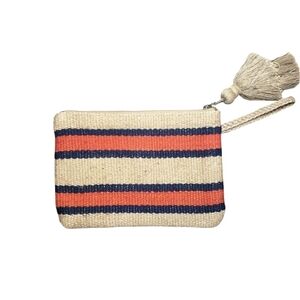 J.JILL Jute Wristlet Clutch with Tassel Striped Multi Color